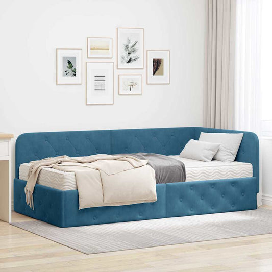 Sarokágy keret Kék 90 x 200 cm Bársony