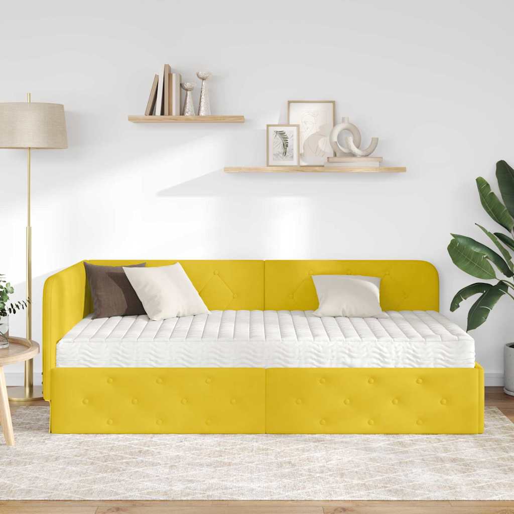 Sarokágy keret Sárga 90 x 200 cm Bársony