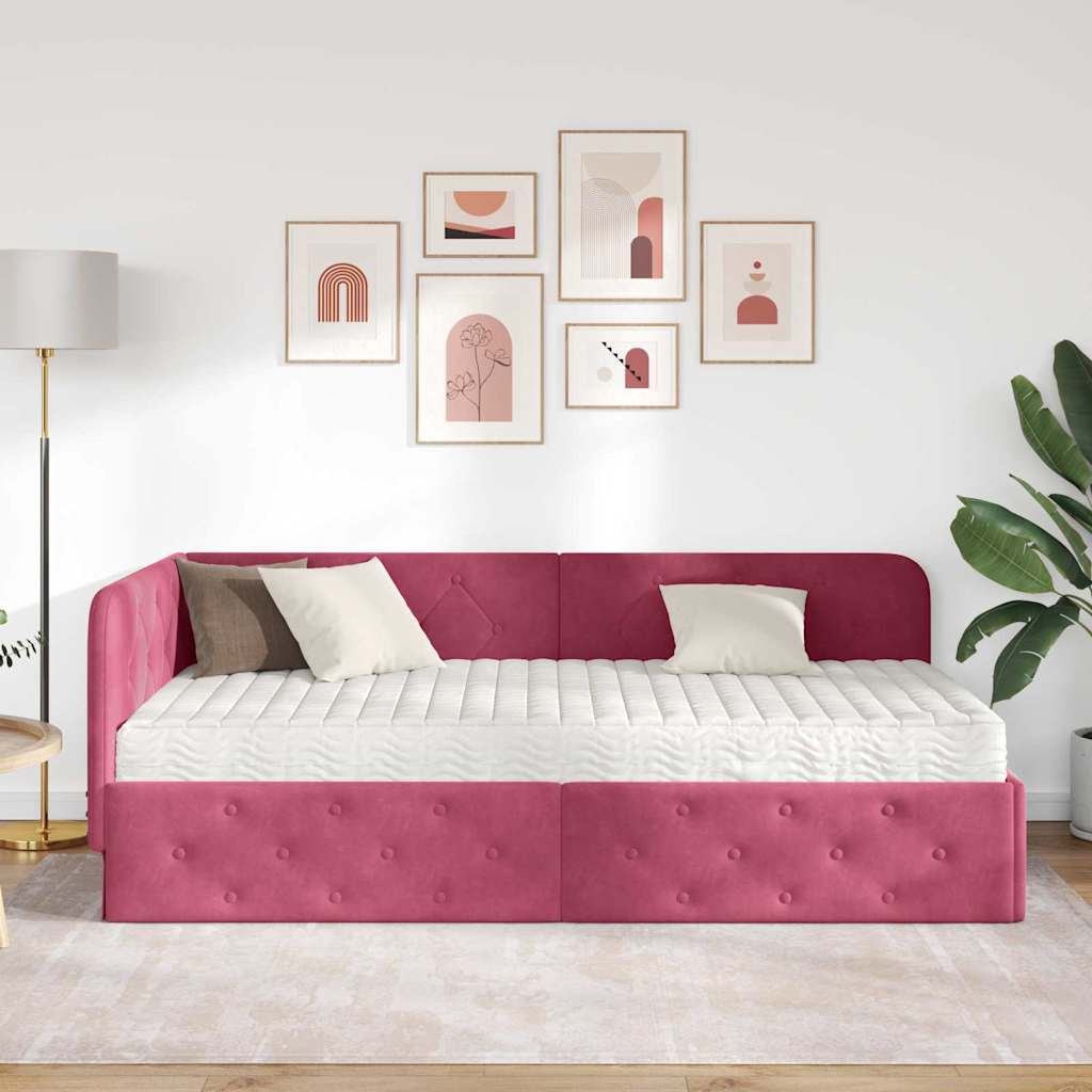 Sarokágy keret Bordó 100 x 200 cm Bársony
