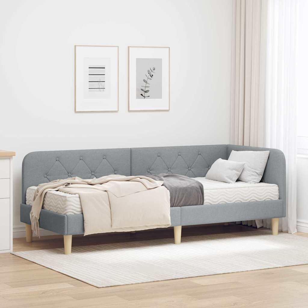 Sarokágy keret Világosszürke 80 x 200 cm szövet
