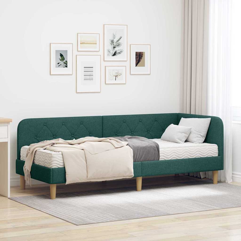 Sarokágy keret Sötétzöld 80 x 200 cm szövet