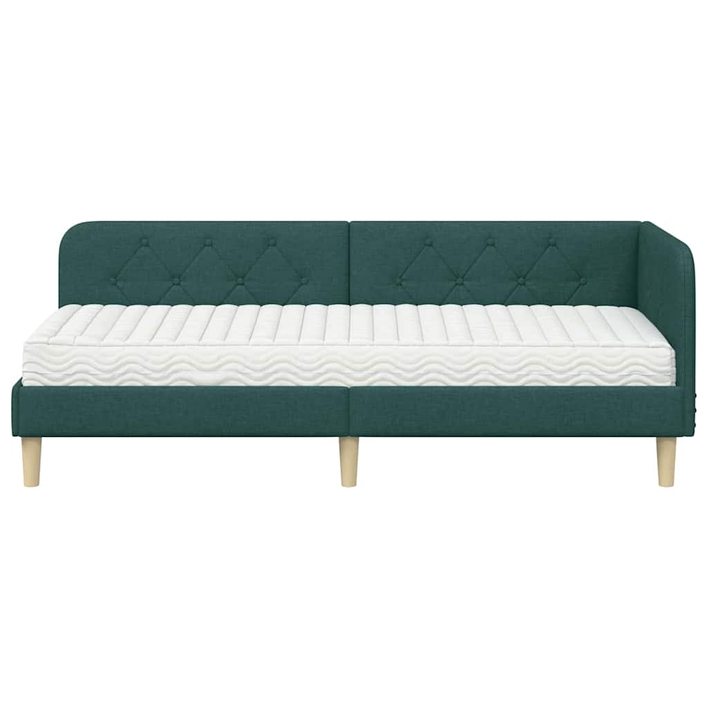 Sarokágy keret Sötétzöld 80 x 200 cm szövet