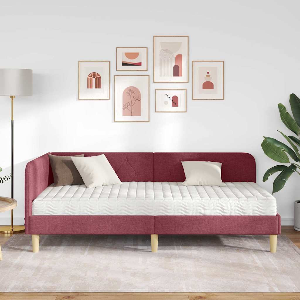 Sarokágy keret Bordó 90 x 190 cm szövet