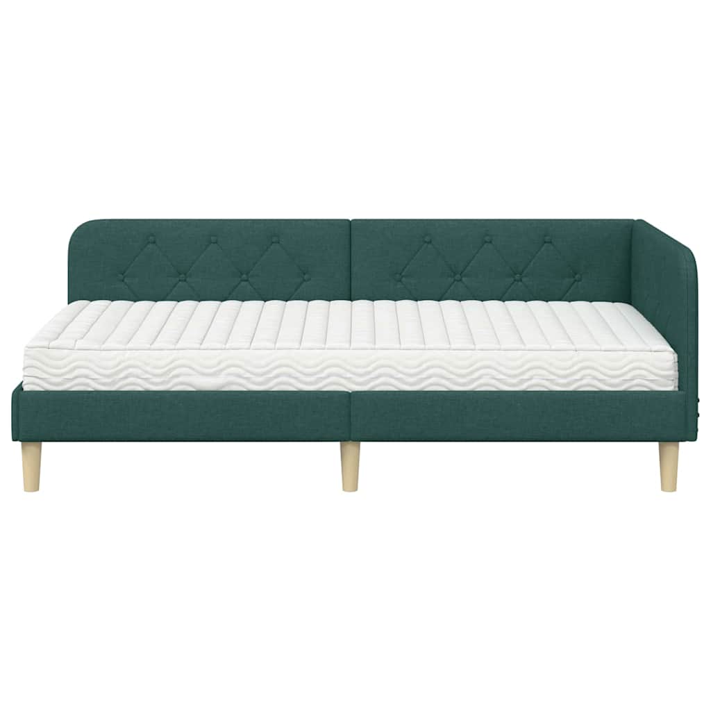 Sarokágy keret Sötétzöld 90 x 200 cm szövet