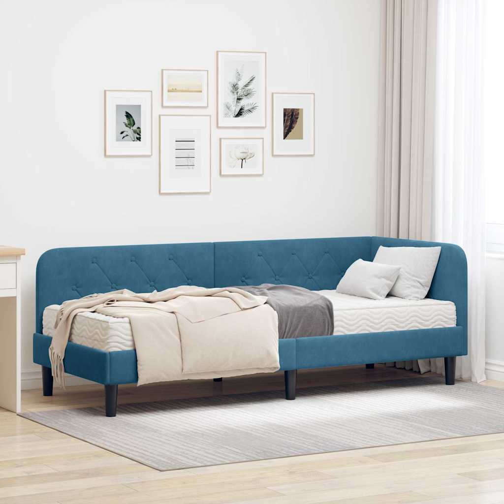 Sarokágy keret Kék 80 x 200 cm Bársony