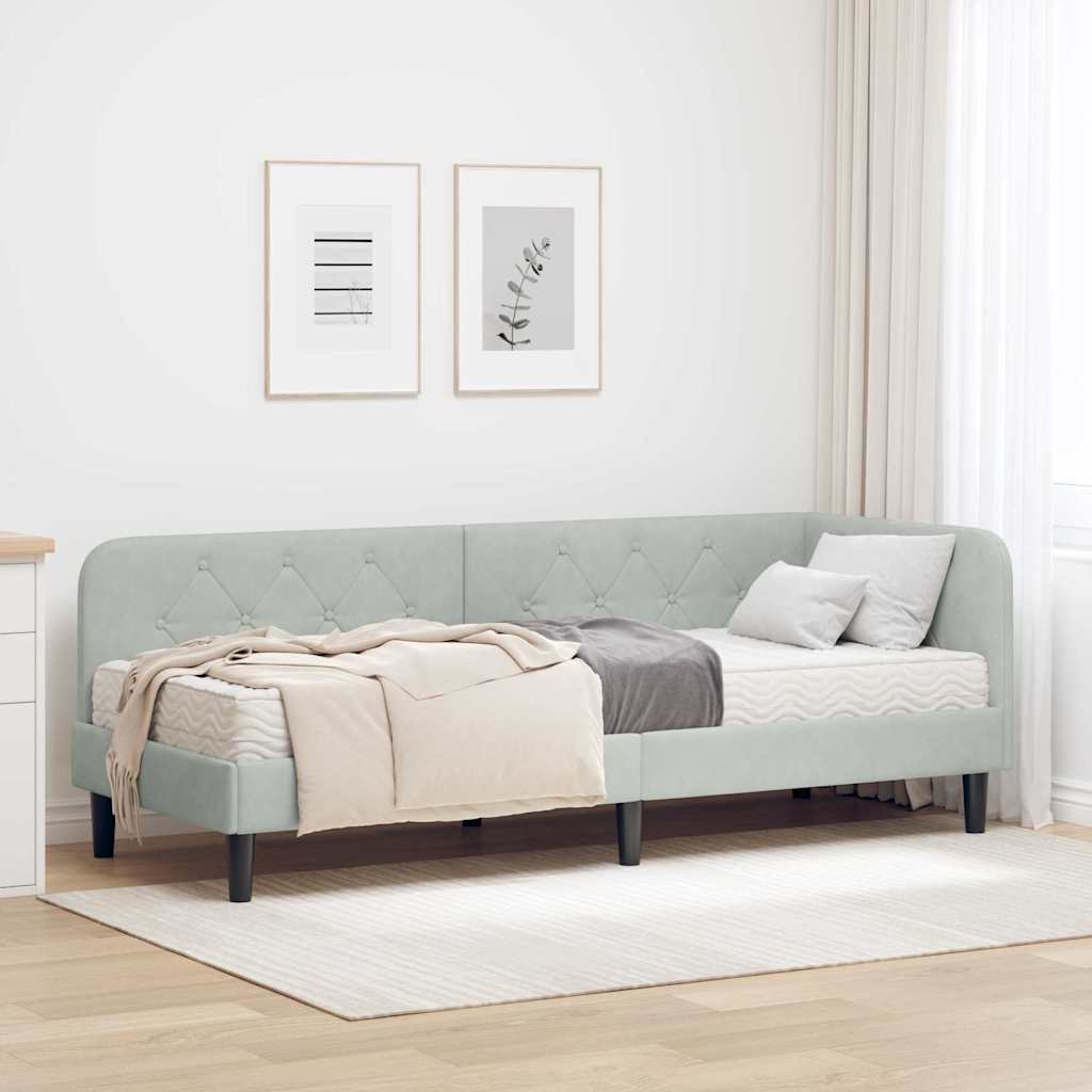 Sarokágy keret Világosszürke 80 x 200 cm Bársony