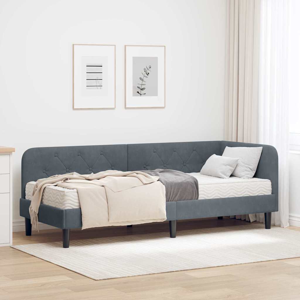Sarokágy keret Sötétszürke 80 x 200 cm Bársony