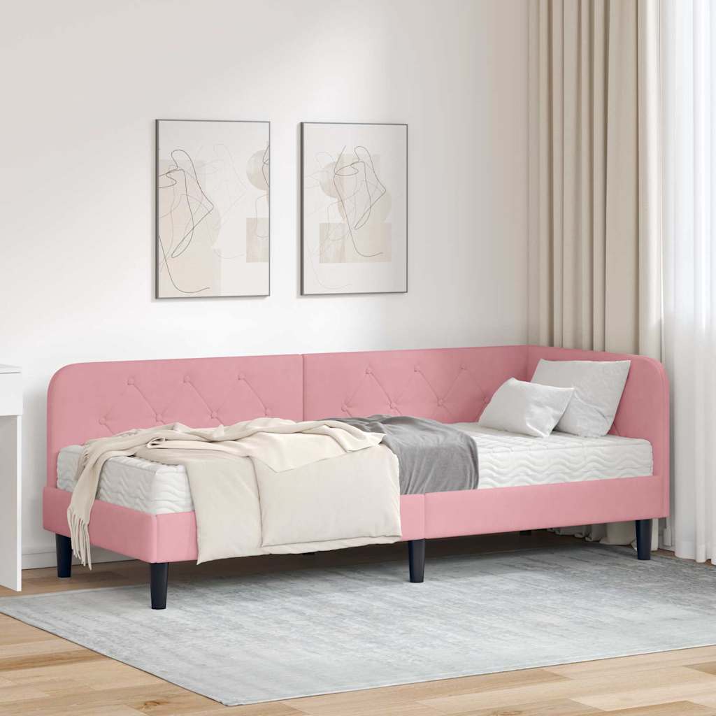 Sarokágy keret Rózsaszín 80 x 200 cm Bársony