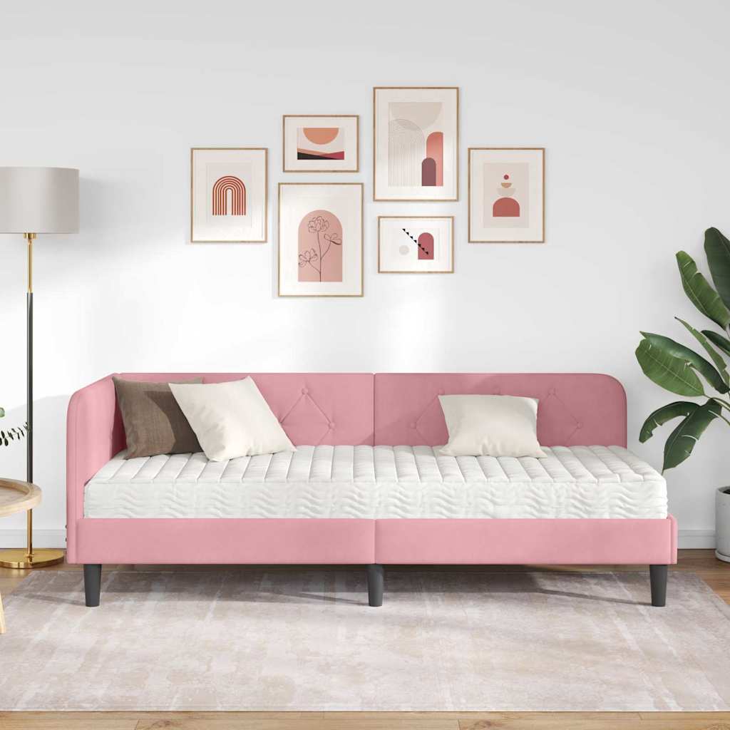 Sarokágy keret Rózsaszín 80 x 200 cm Bársony