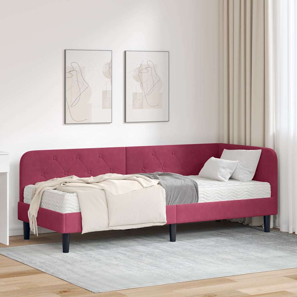 Sarokágy keret Bordó 80 x 200 cm Bársony