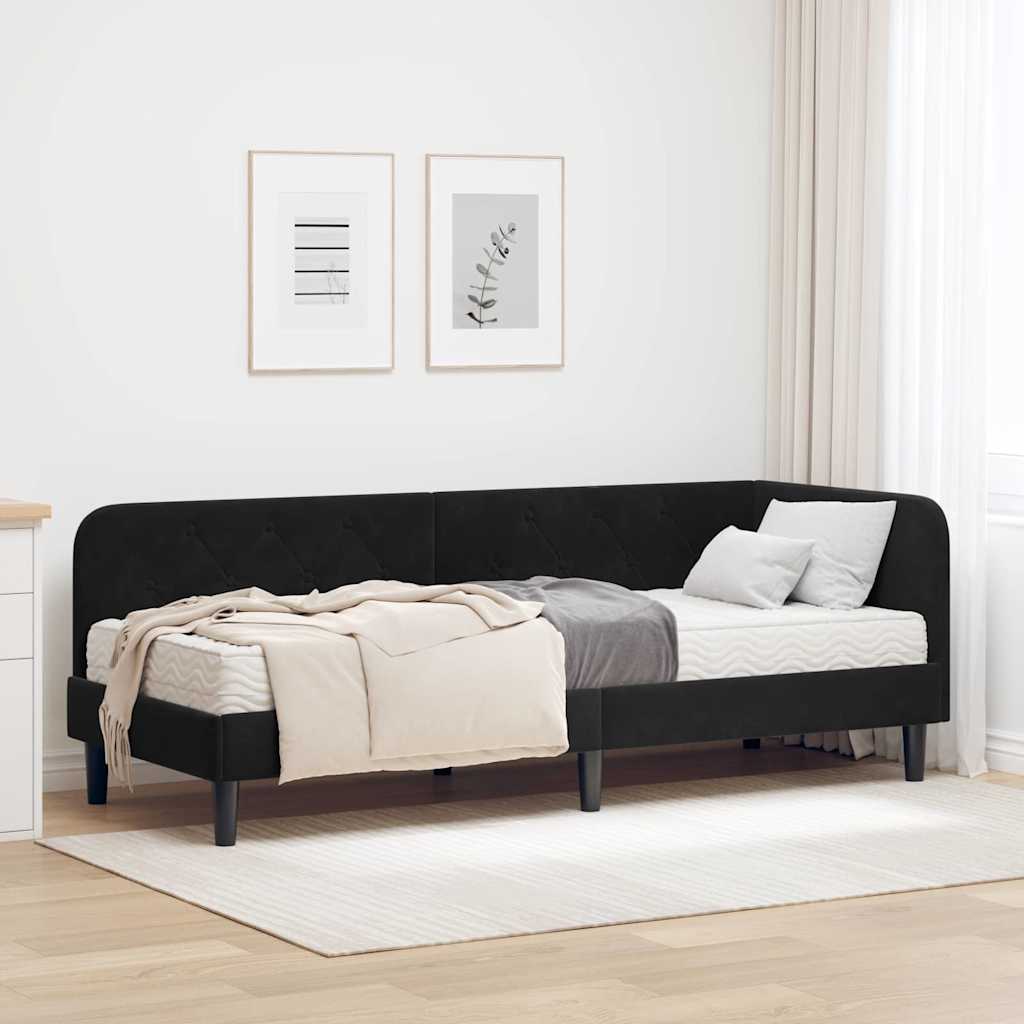 Sarokágy keret Fekete 80 x 200 cm Bársony