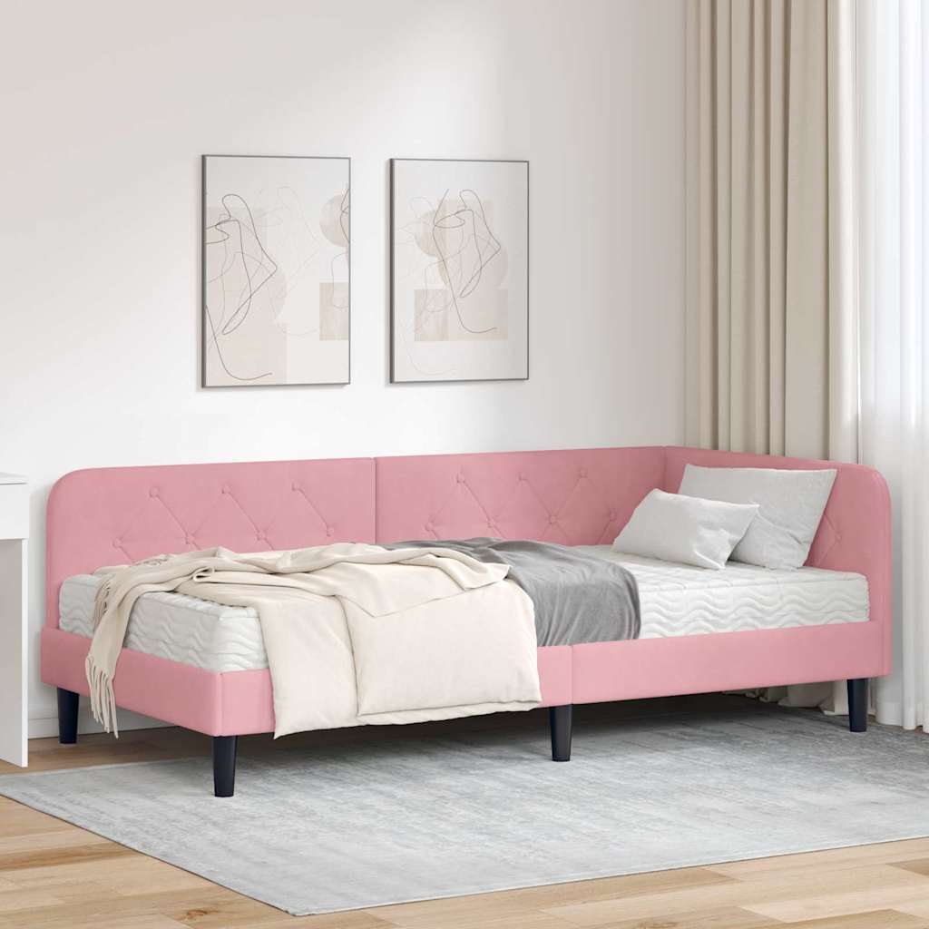 Sarokágy keret Rózsaszín 90 x 200 cm Bársony