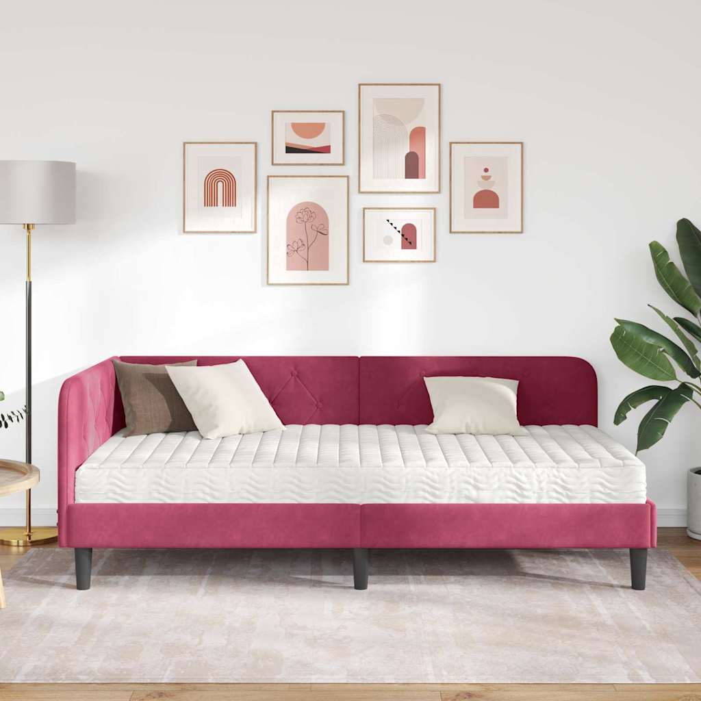 Sarokágy keret Bordó 90 x 200 cm Bársony