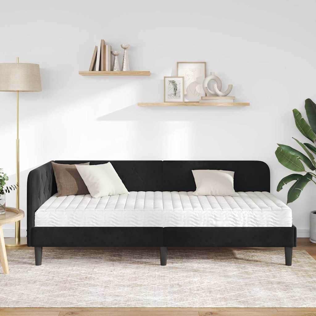 Sarokágy keret Fekete 90 x 200 cm Bársony