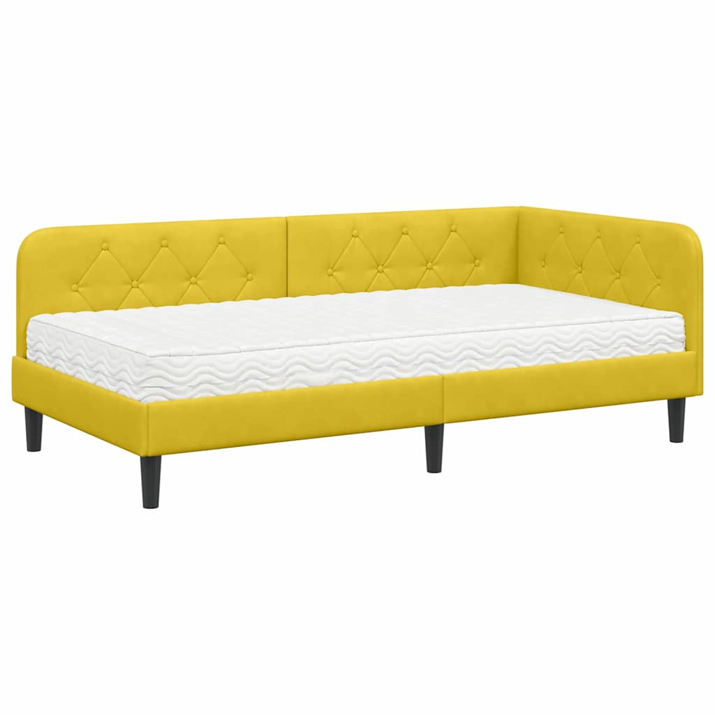 Sarokágy keret Sárga 90 x 200 cm Bársony