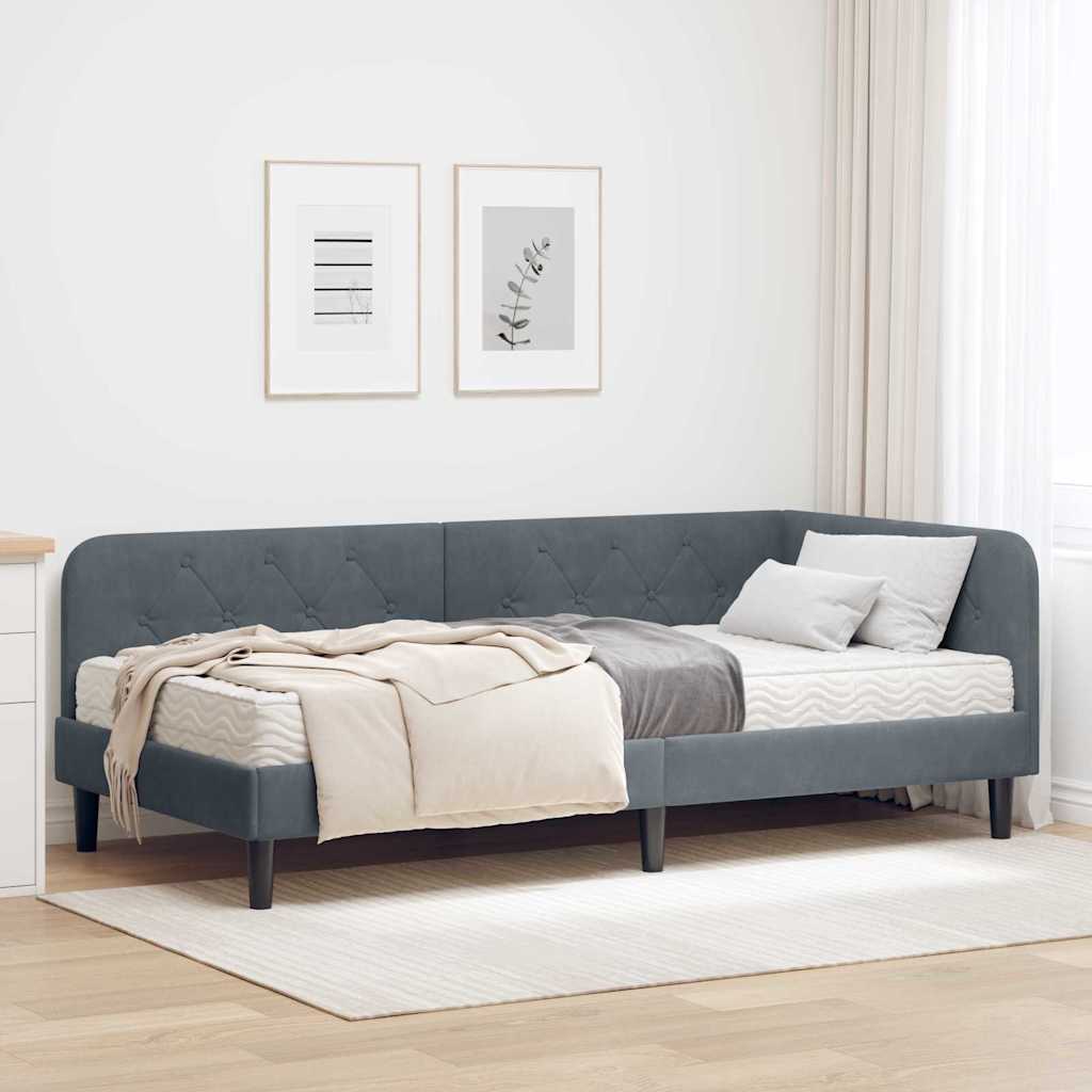 Sarokágy keret Sötétszürke 100 x 200 cm Bársony
