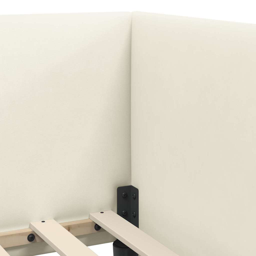 Sarok Ágykeret Matraccal 2 db Krém 80 x 200 cm Bársony