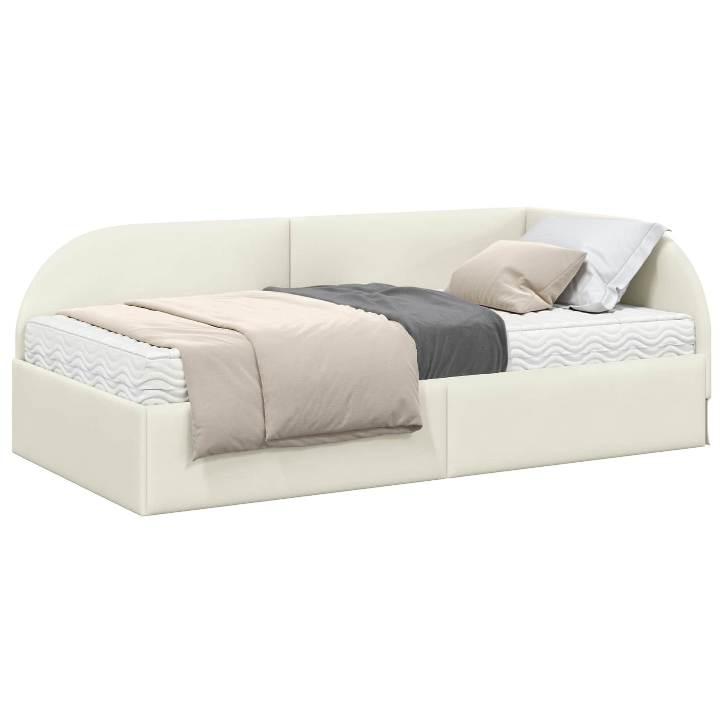 Sarok Ágykeret Matraccal 2 db Krém 80 x 200 cm Bársony