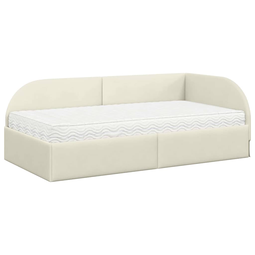 Sarok Ágykeret Matraccal 2 db Krém 80 x 200 cm Bársony