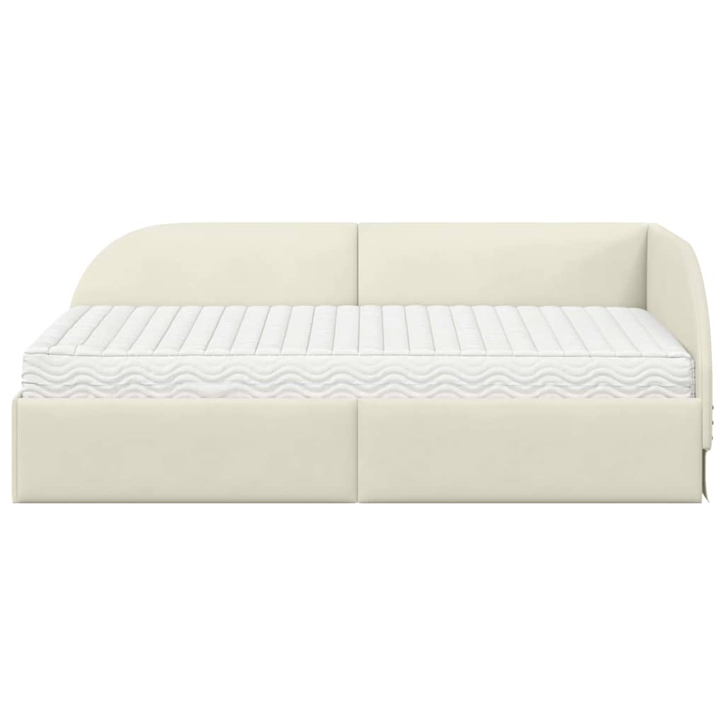 Sarok Ágykeret Matraccal 2 db Krém 80 x 200 cm Bársony