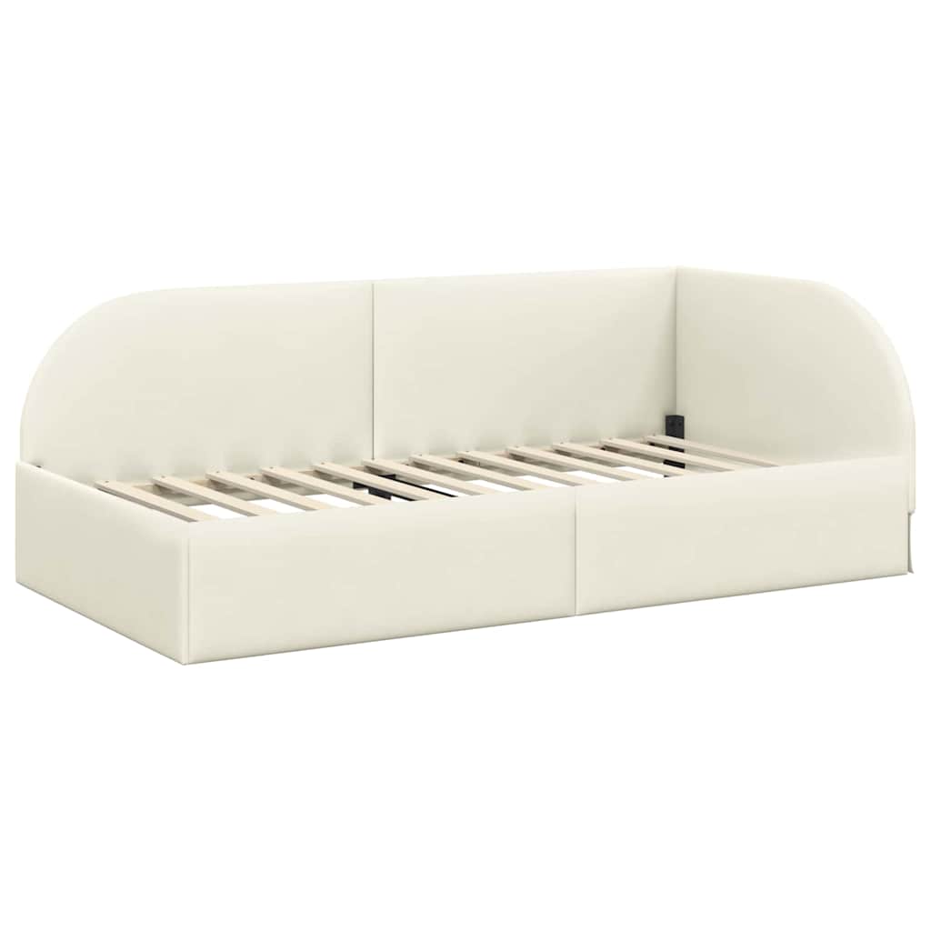 Sarok Ágykeret Matraccal 2 db Krém 80 x 200 cm Bársony