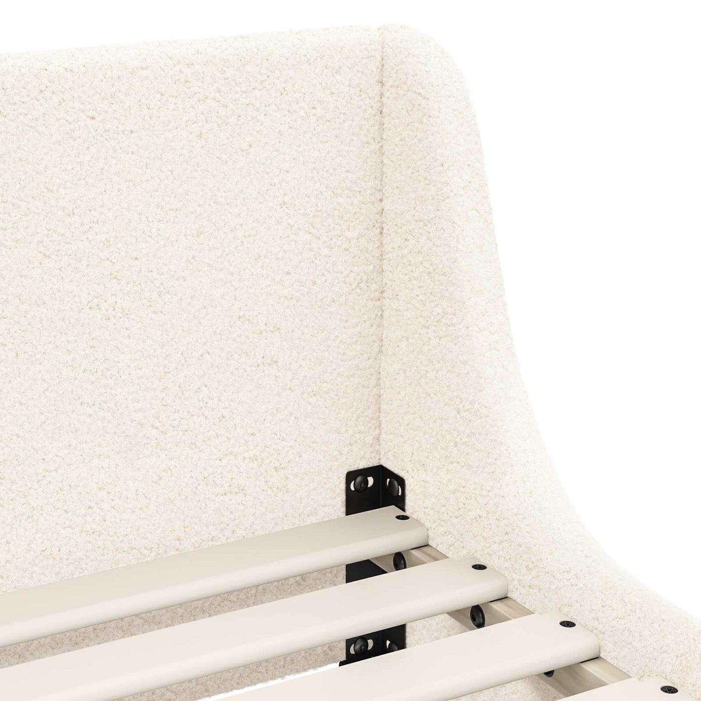 Gyerekágy keret fejtámlával Krémszínű 70 x 140 cm Bouclé