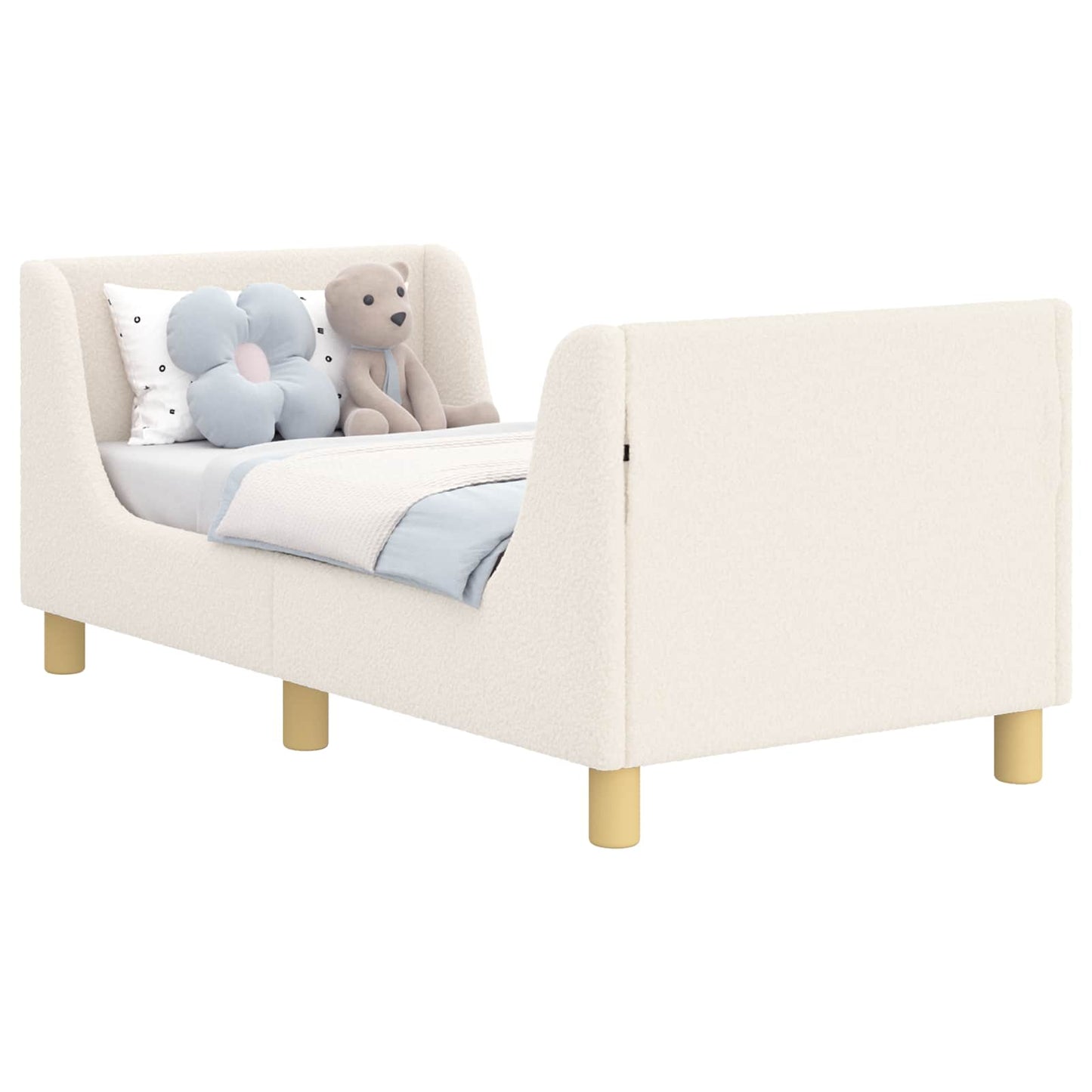 Gyerekágy keret fejtámlával Krémszínű 70 x 140 cm Bouclé