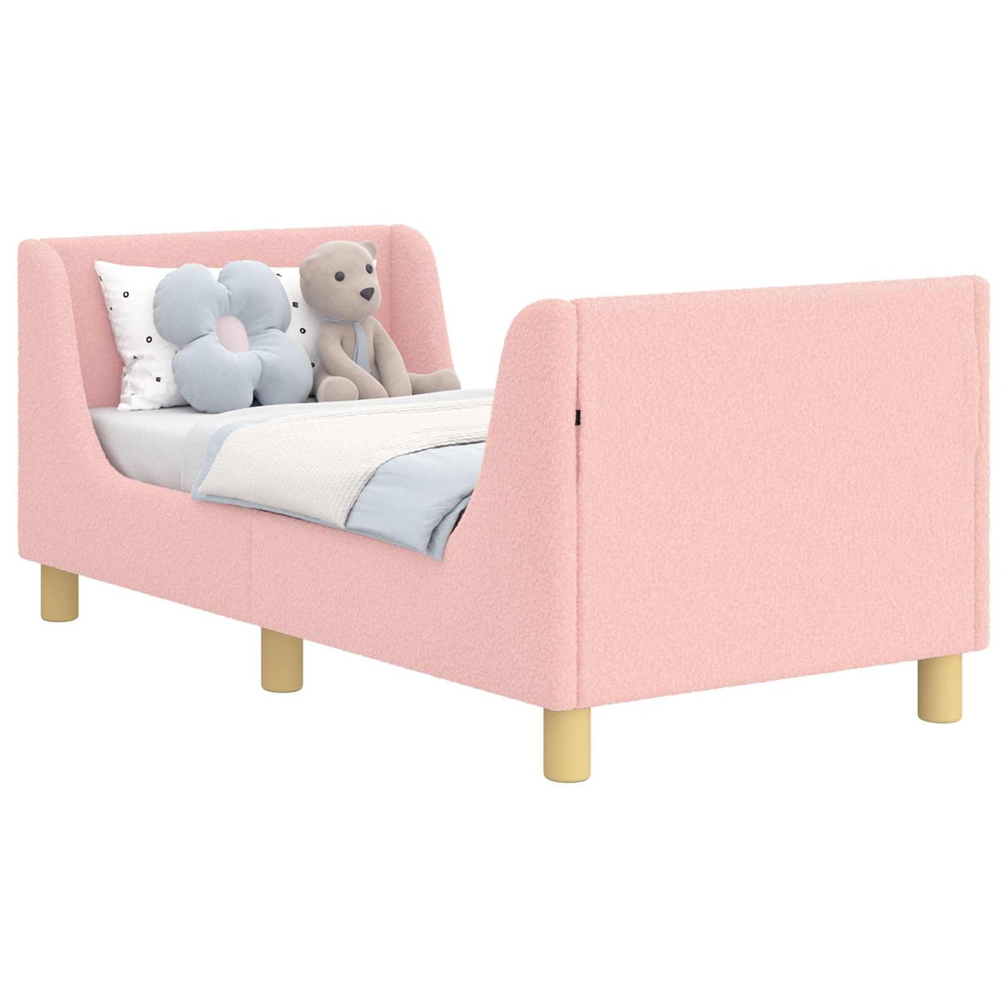 Gyerekágy keret fejtámlával Rózsaszín 70 x 140 cm Bouclé
