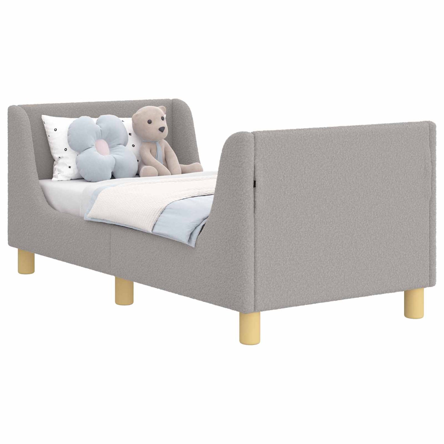 Gyerekágy keret fejtámlával Világosszürke 70 x 140 cm Bouclé