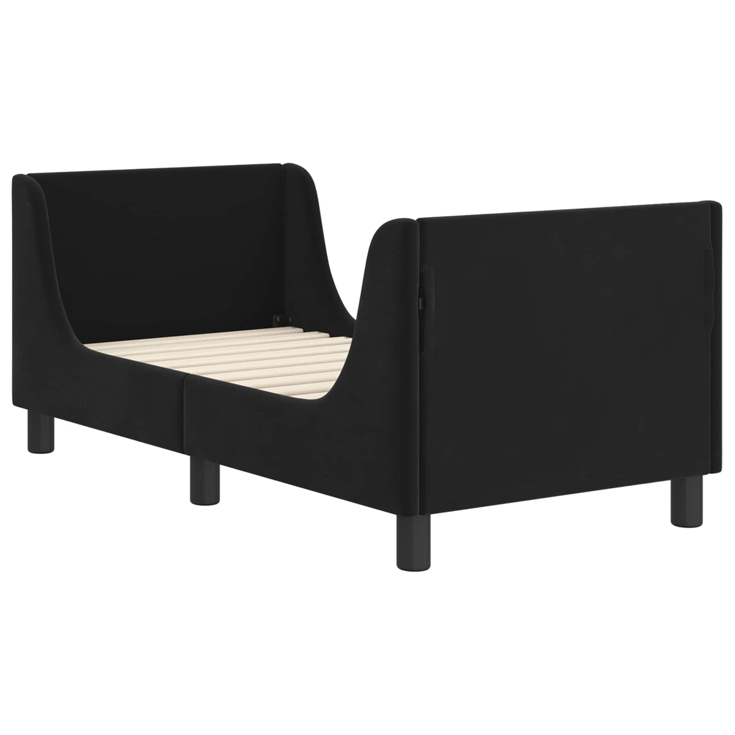 Gyerekágy keret fejtámlával Fekete 70 x 140 cm Bársony