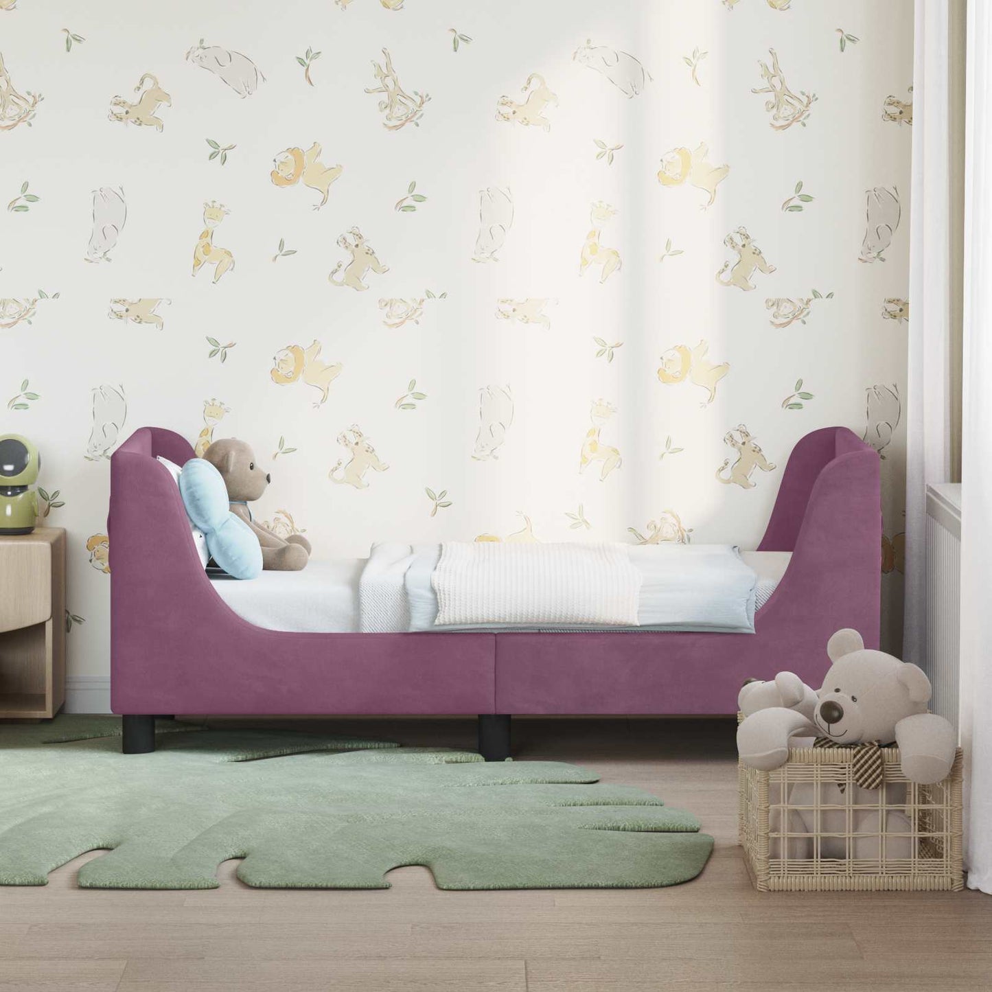 Gyerekágy keret fejtámlával Lila 70 x 140 cm Bársony