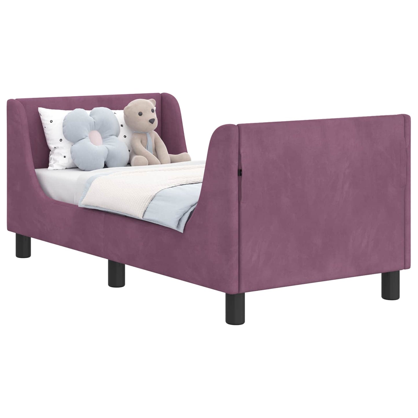 Gyerekágy keret fejtámlával Lila 70 x 140 cm Bársony