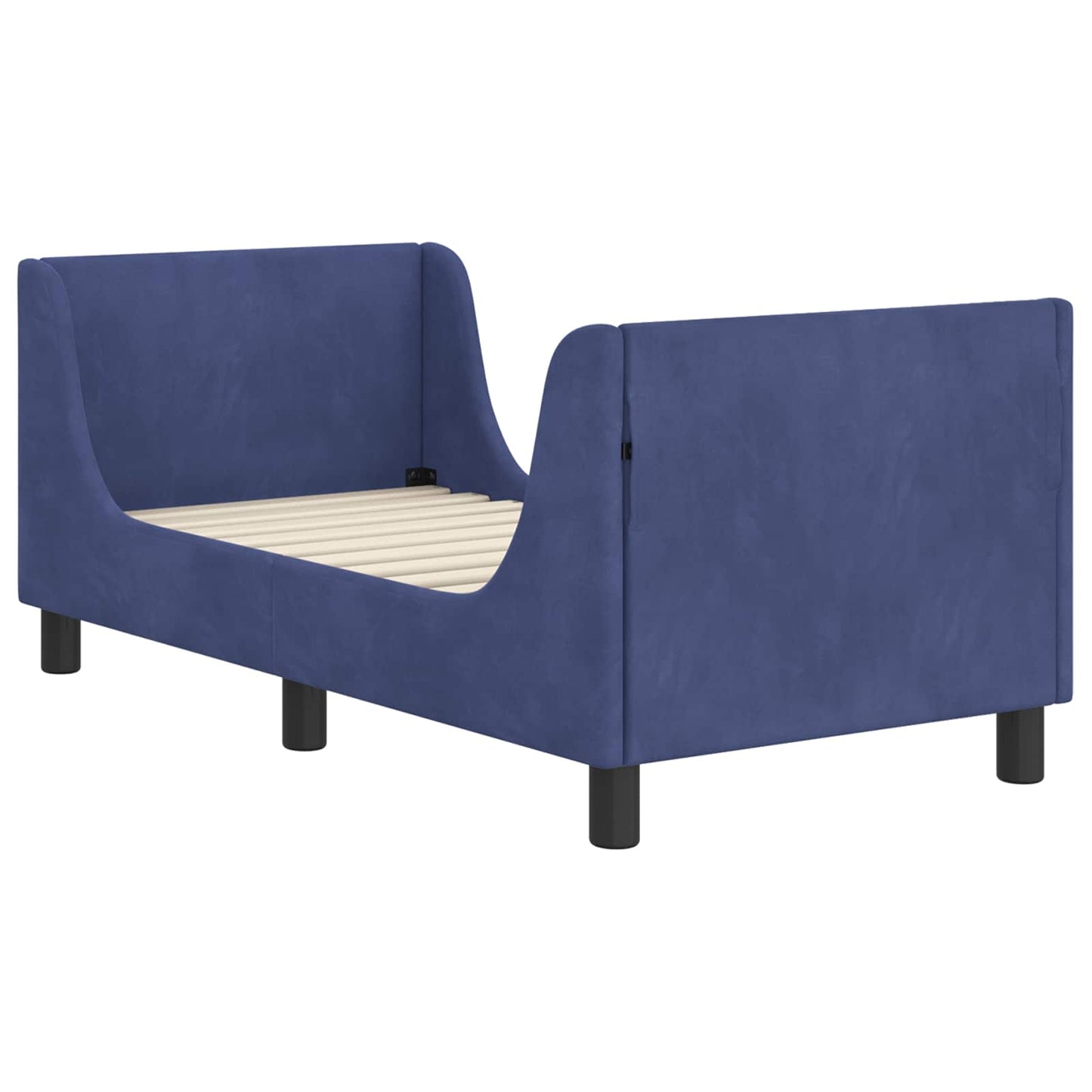 Gyerekágy keret fejtámlával Rendőrségi kék 70 x 140 cm Bársony