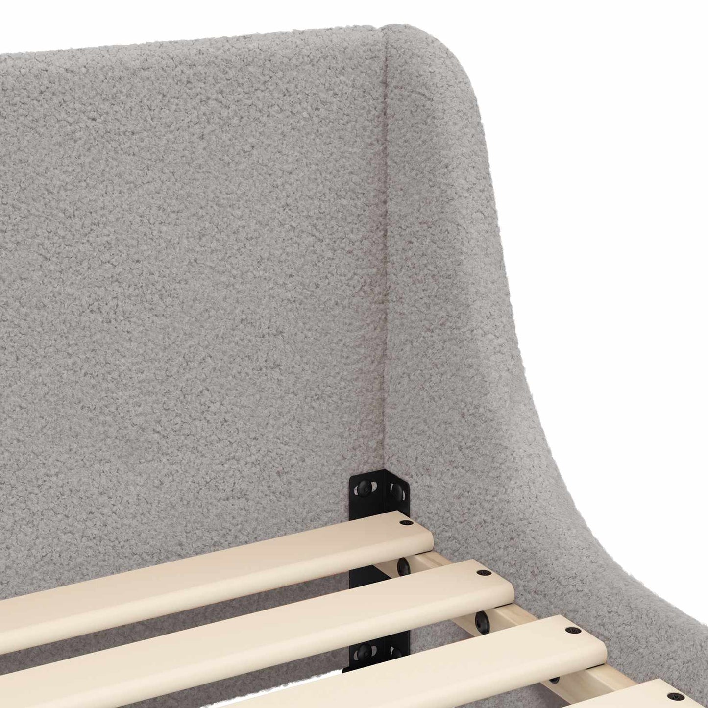 Gyerekágy kerettel fejtámlával Világosszürke 80 x 160 cm Bouclé