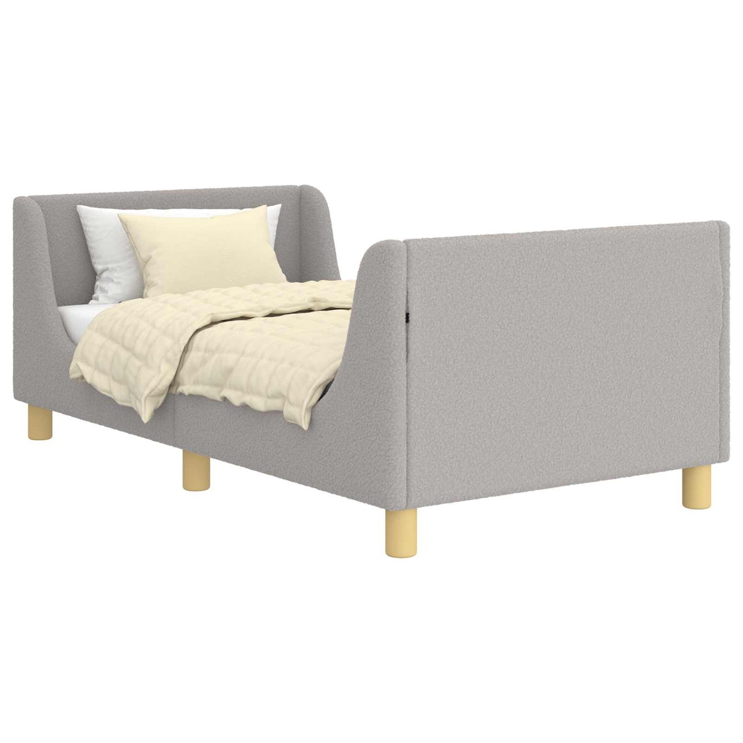 Gyerekágy kerettel fejtámlával Világosszürke 80 x 160 cm Bouclé
