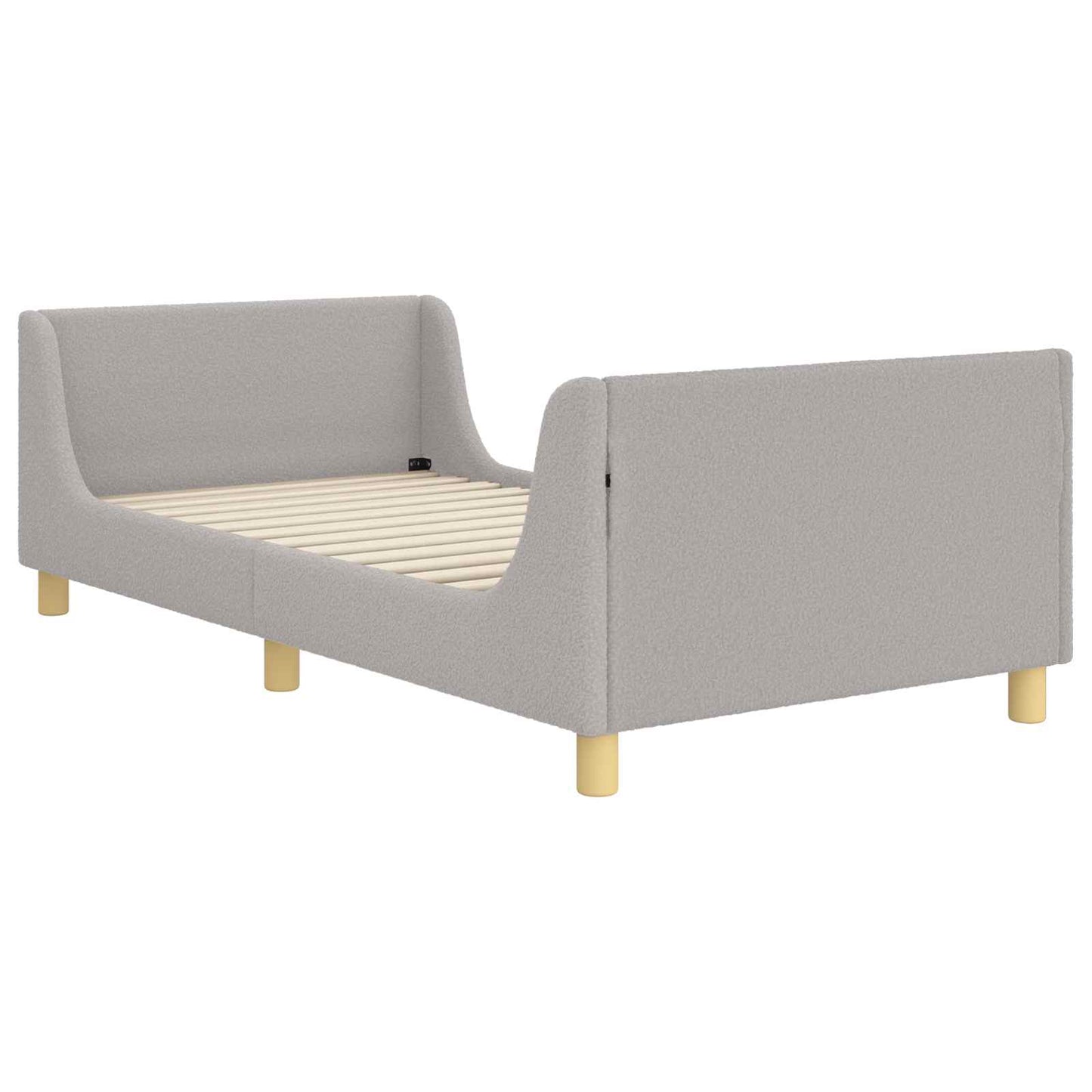 Gyerekágy kerettel fejtámlával Világosszürke 80x200 cm Bouclé