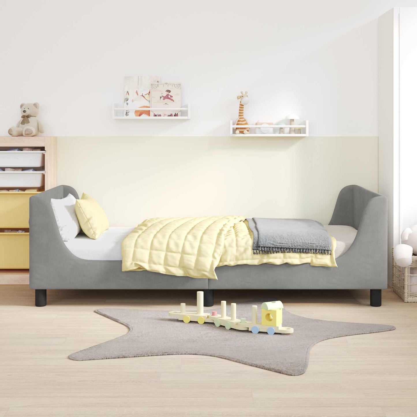 Gyerekágy kerettel Világosszürke 80 x 200 cm Bársony