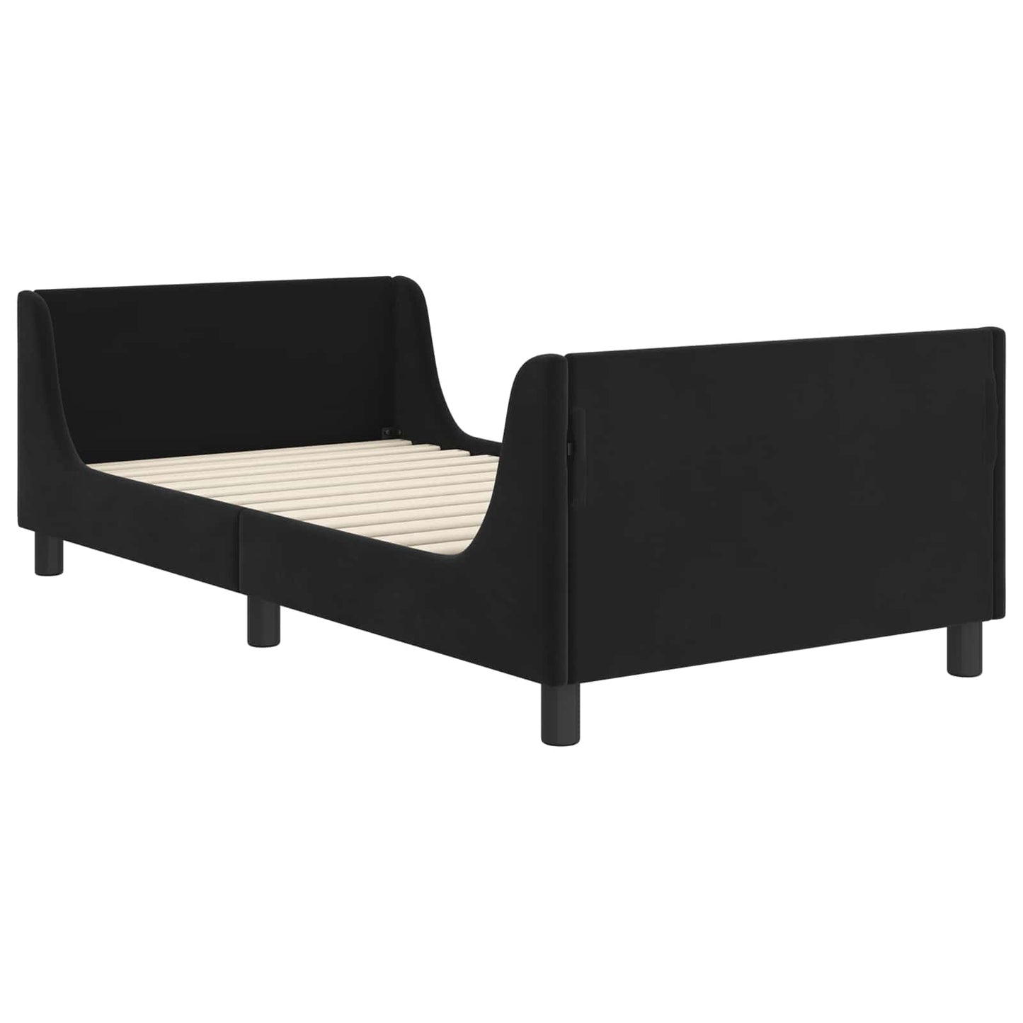 Gyerekágy kerettel fejtámlával Fekete 80 x 200 cm Bársony