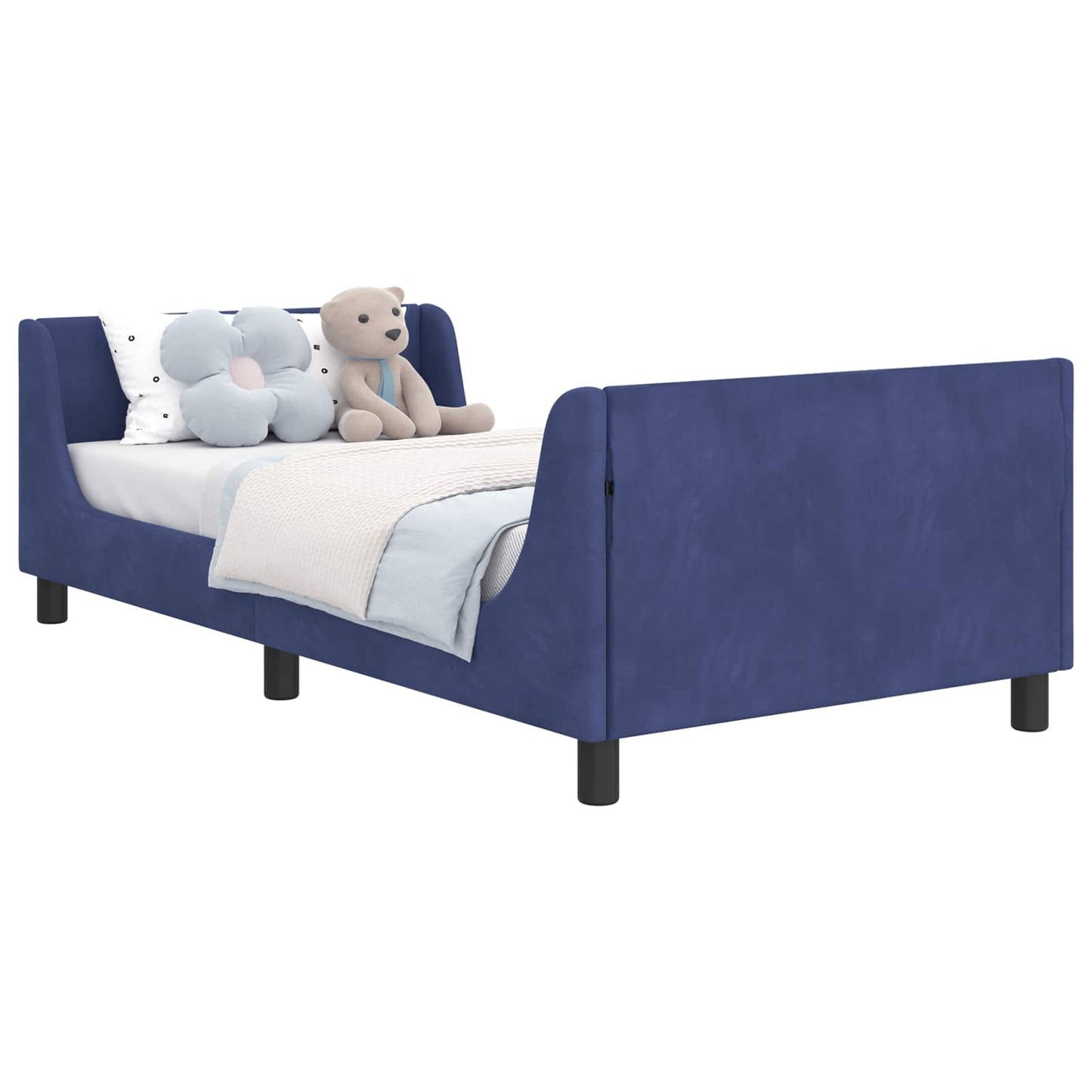 Gyerekágy kerettel Rendőrségi kék 80 x 200 cm Bársony
