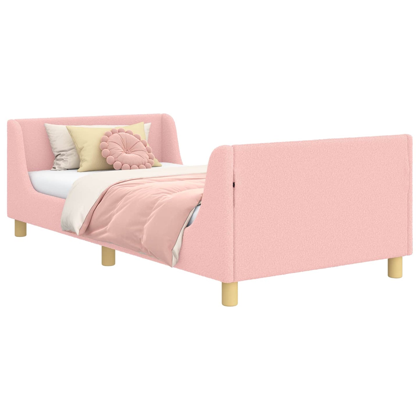 Gyerekágy kerettel fejtámlával Rózsaszín 90 x 190 cm Bouclé