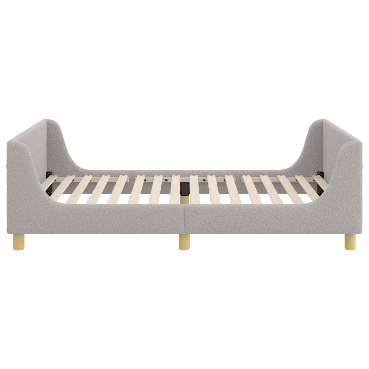 Gyerekágy kerettel fejtámlával Világosszürke 90x190 cm Bouclé