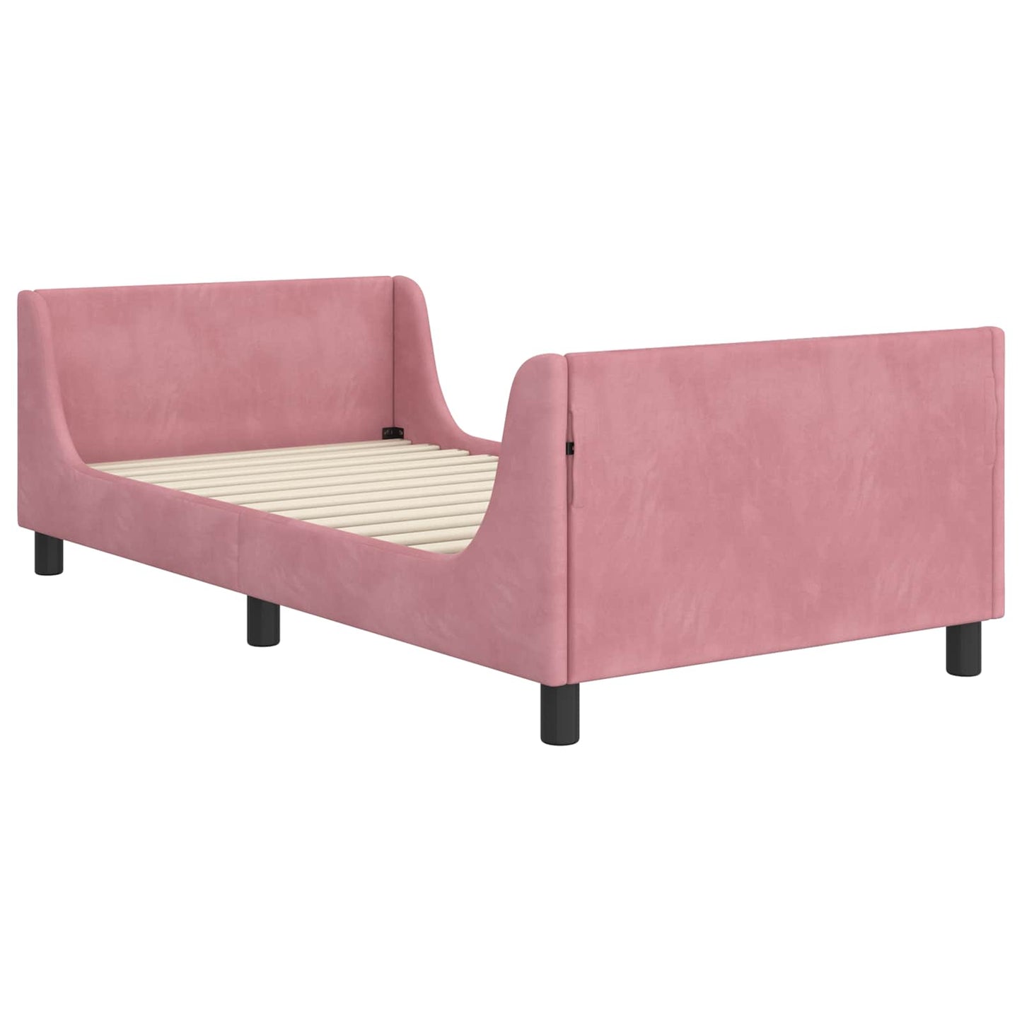 Gyerekágy kerettel fejtámlával Rózsaszín 90 x 190 cm Bársony