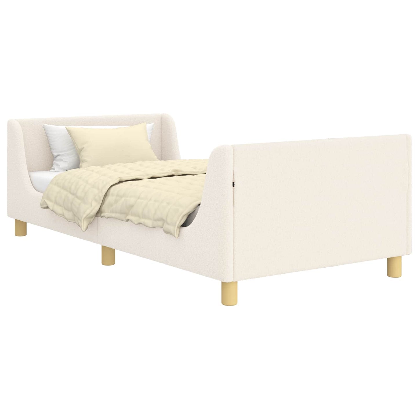 Gyerekágy kerettel fejtámlával Krémszínű 90 x 200 cm Bouclé
