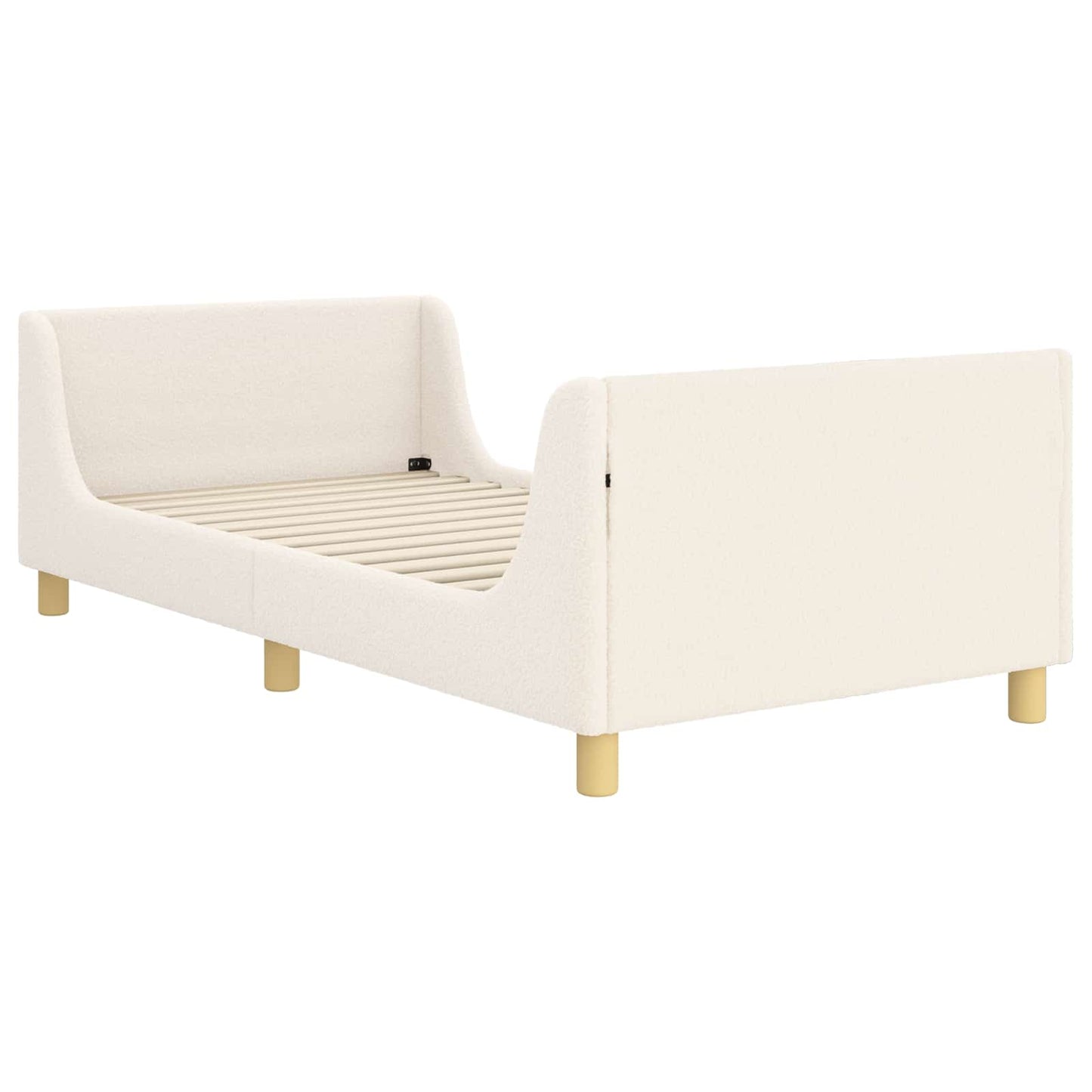 Gyerekágy kerettel fejtámlával Krémszínű 90 x 200 cm Bouclé