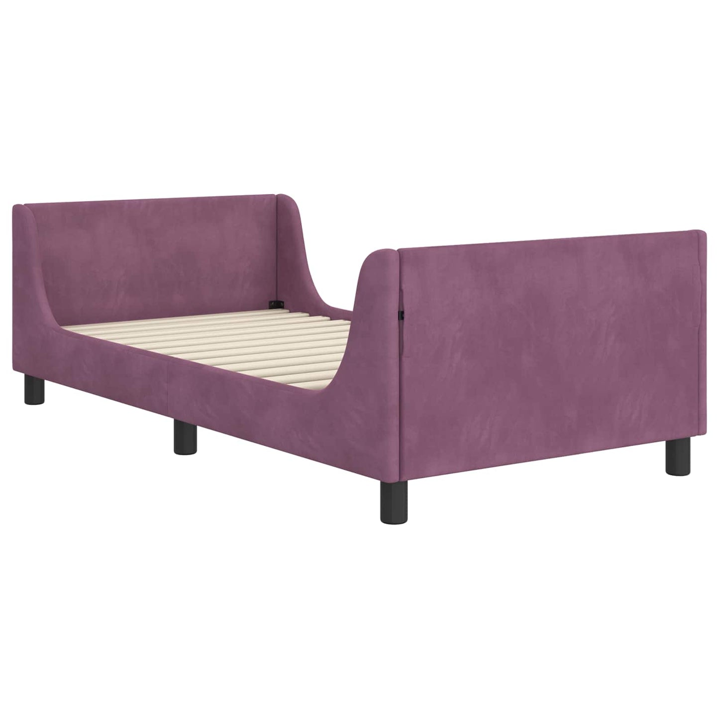 Gyerekágy kerettel fejtámlával Lila 90 x 200 cm Bársony
