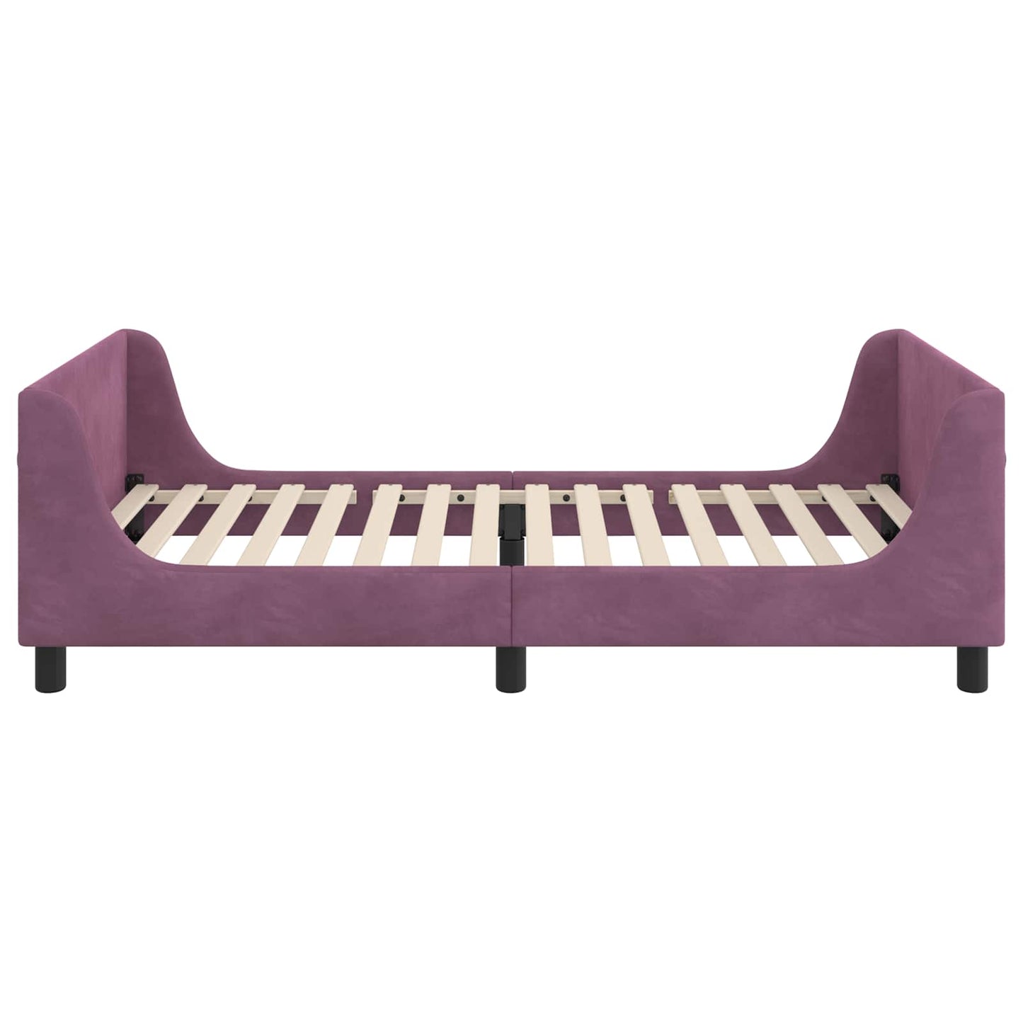 Gyerekágy kerettel fejtámlával Lila 90 x 200 cm Bársony