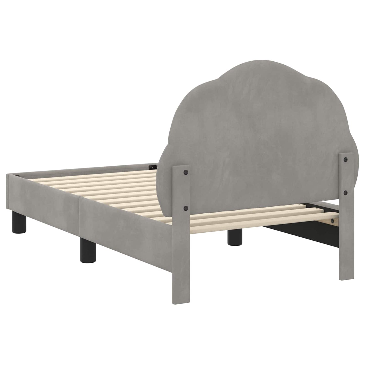 Gyerekágy keret fejtámlával Világosszürke 70 x 140 cm Bársony