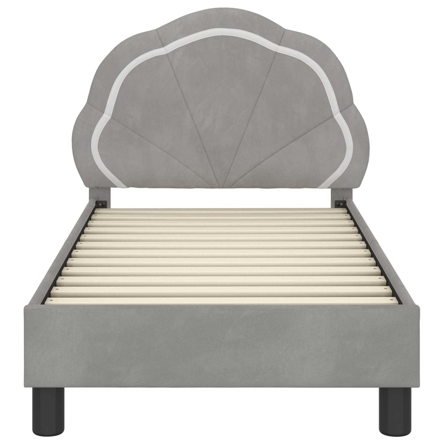 Gyerekágy keret fejtámlával Világosszürke 70 x 140 cm Bársony