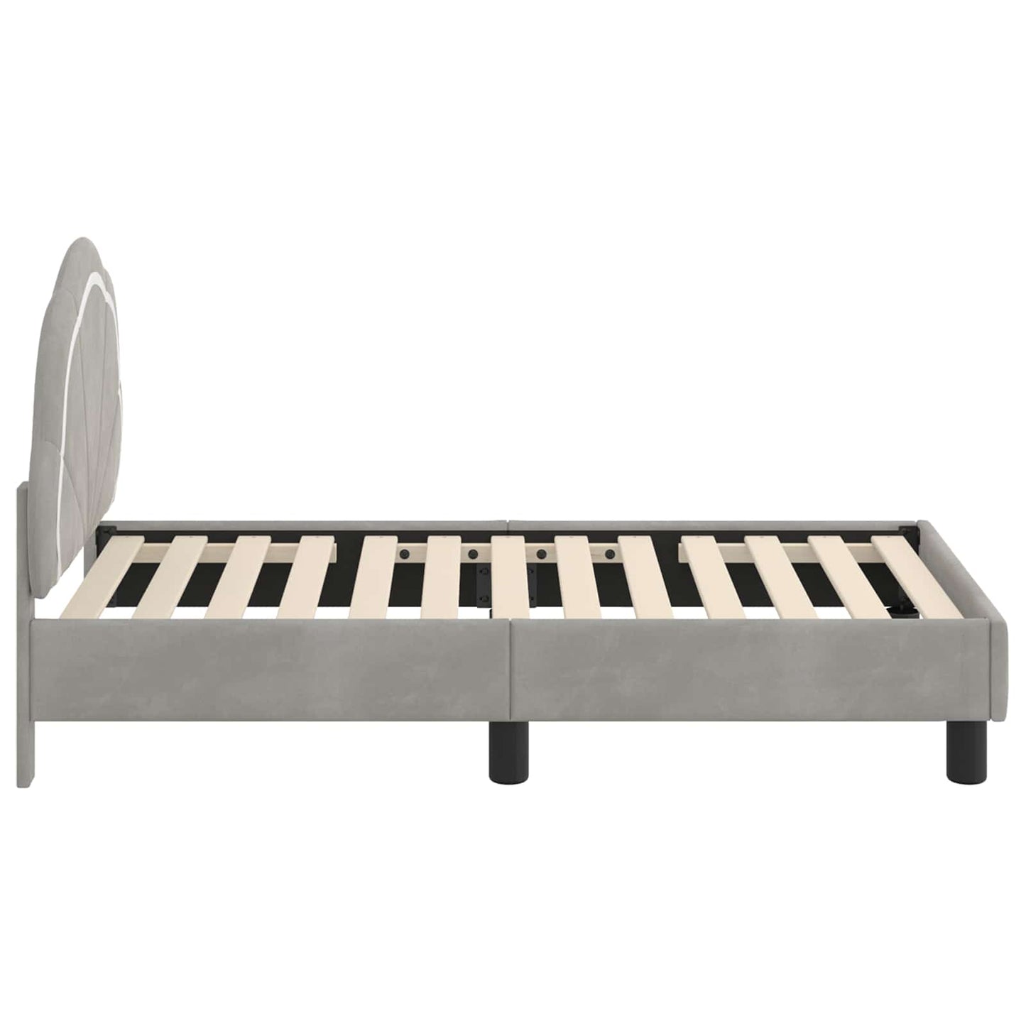Gyerekágy keret fejtámlával Világosszürke 70 x 140 cm Bársony