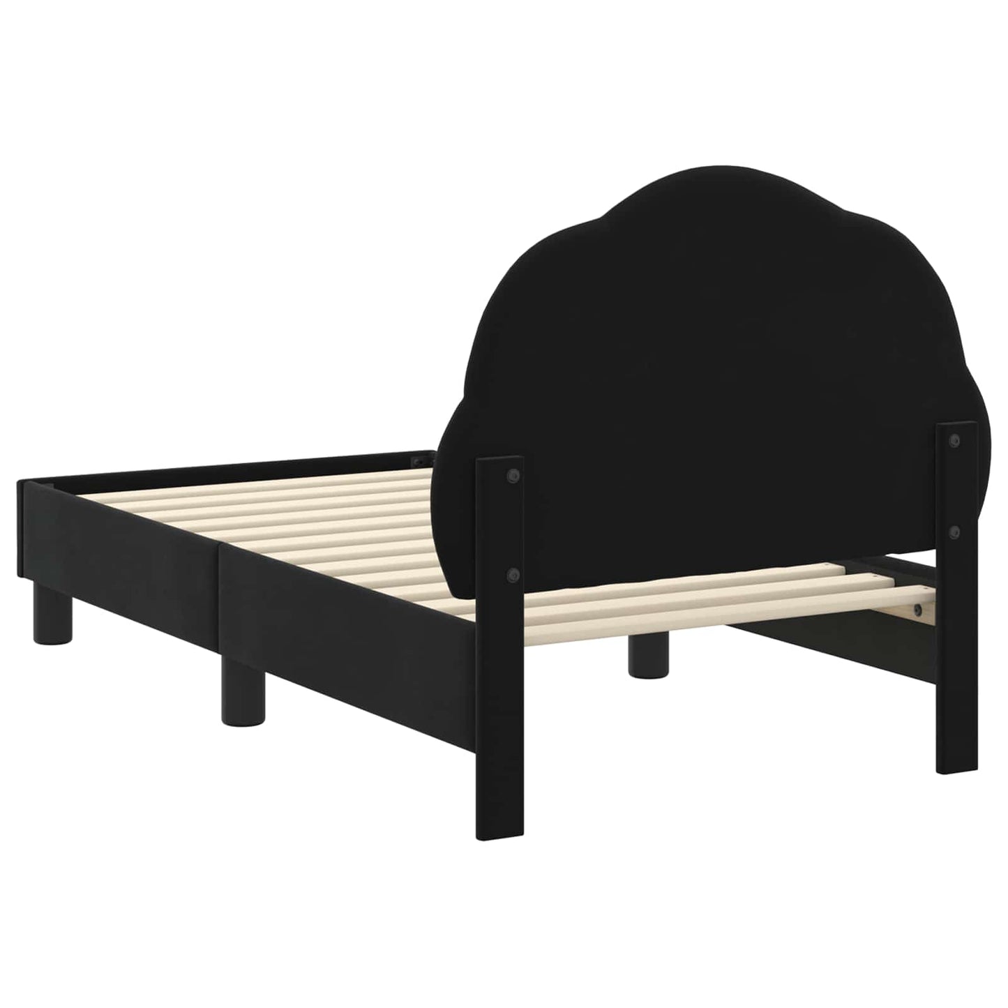 Gyerekágy keret fejtámlával Fekete 70 x 140 cm Bársony